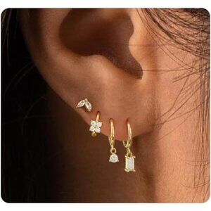 🆕Women Gold Dainty Small Plated Chunky Open Hoop Dangle Stud Earrings Jewelry
